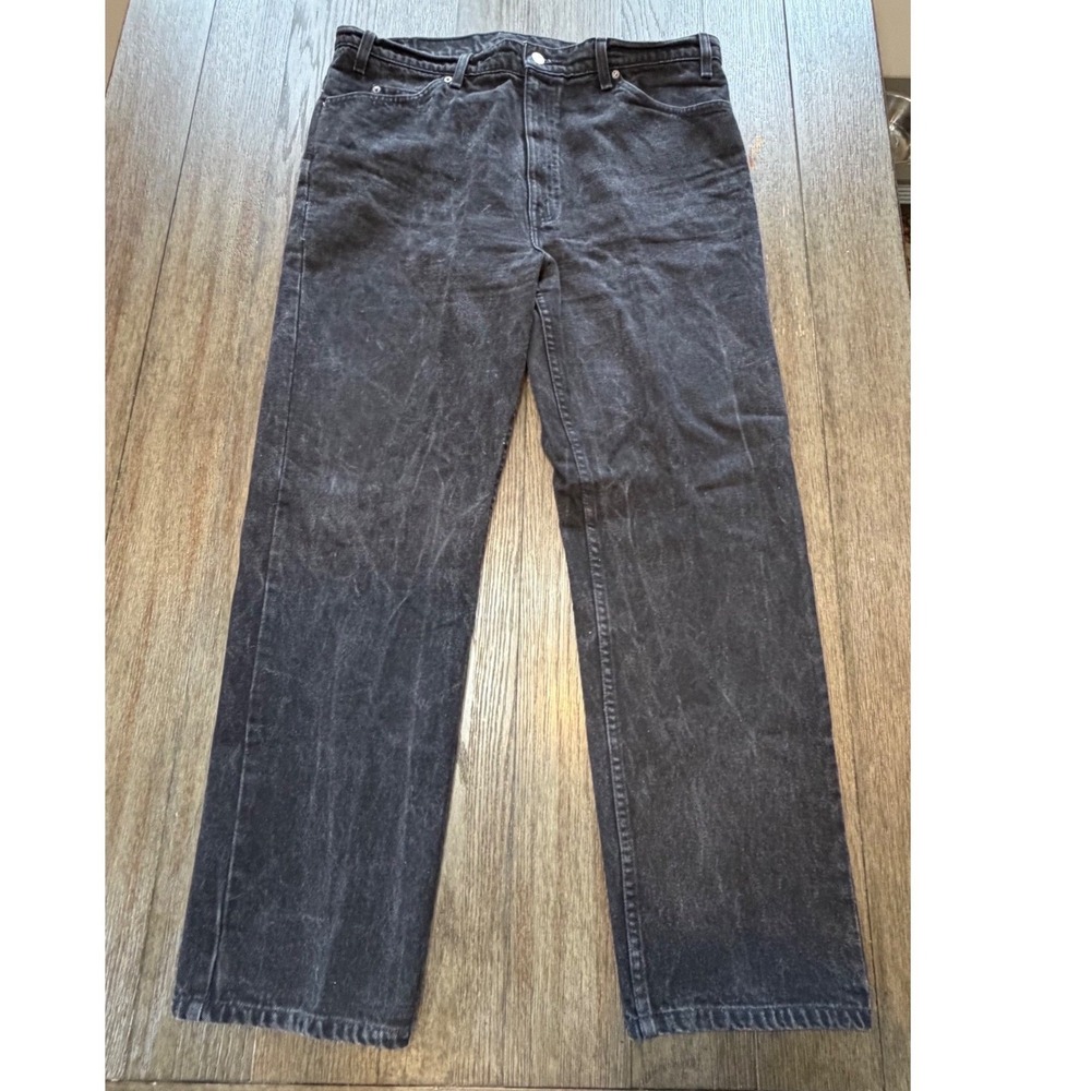 VTG Levi Strauss Co 505 Orange Tab Mens Jeans 40x30 Black Reg Straight Leg Denim
